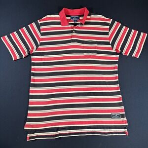 VTG Polo Sport Ralph Lauren Sportsman Polo Shirt Men's XL Striped‎ Red Black 90s